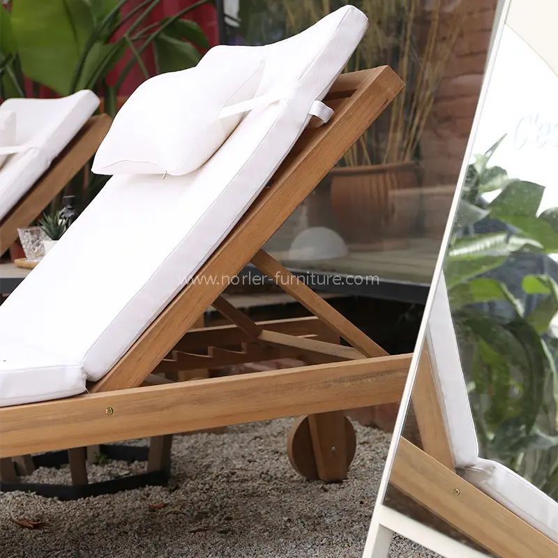 High-end Outdoor Teak Wood Sun lounger