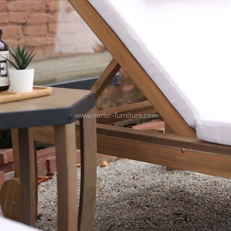 High-end Outdoor Teak Wood Sun lounger