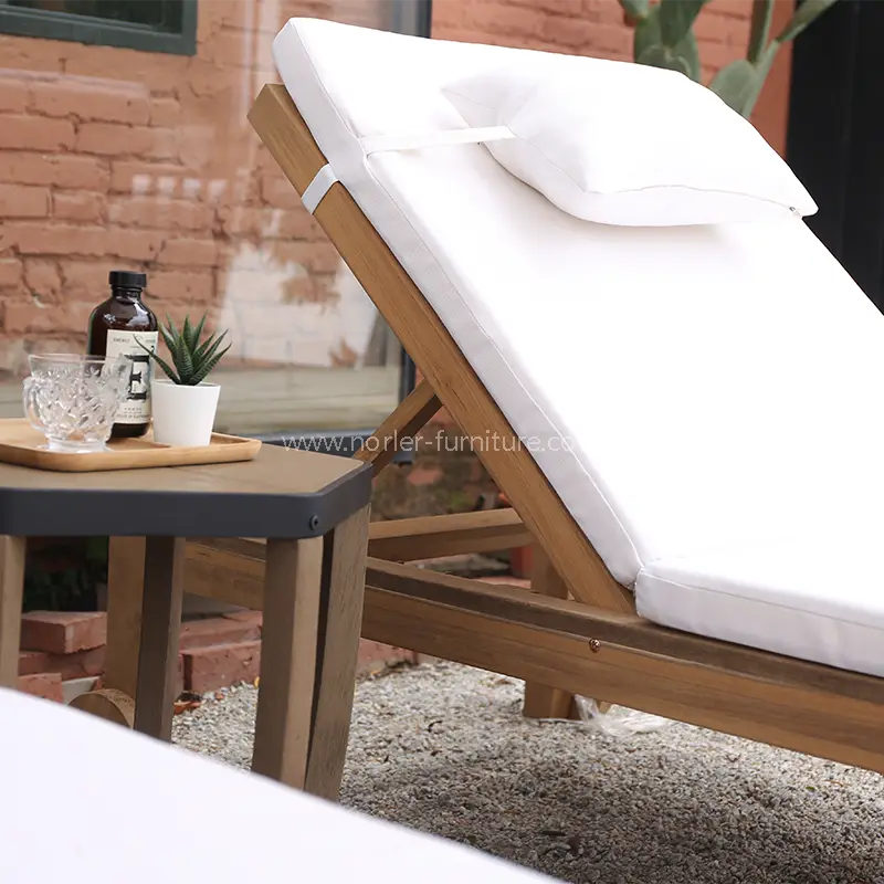 High-end Outdoor Teak Wood Sun lounger