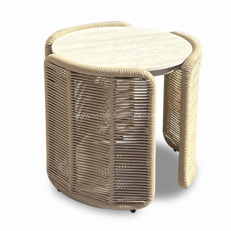 आउटडोर एल्युमिनियम डोरीले बुनाई रेफर फेस्टोस्टोल सेट गर्दै